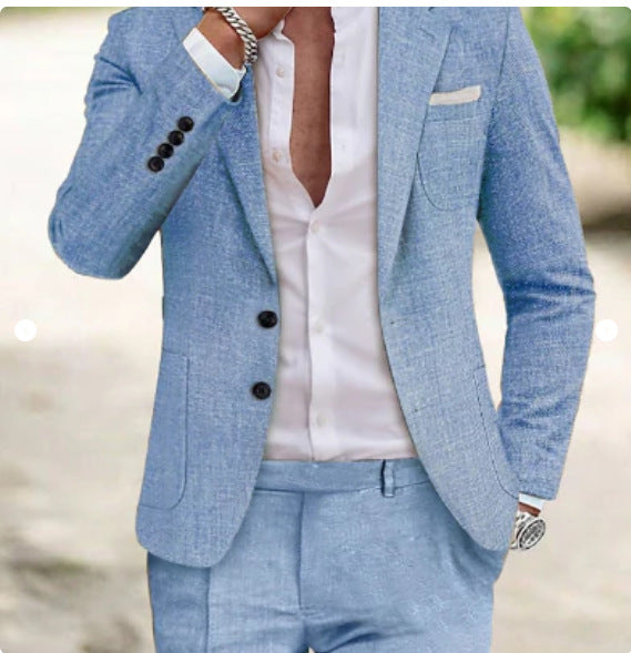 Two-piece Digital Printing Suit With Two Buttons Suit DKDXFDZ4 Black Buttons