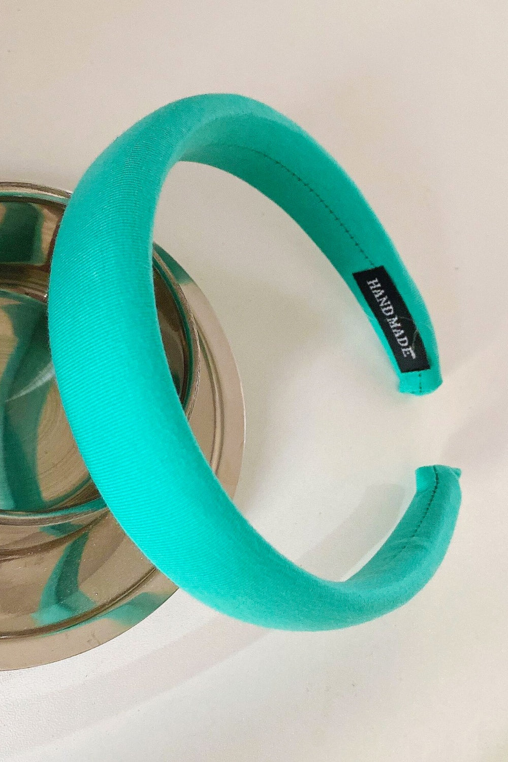 Solid Polyester Wide Headband Turquoise One Size