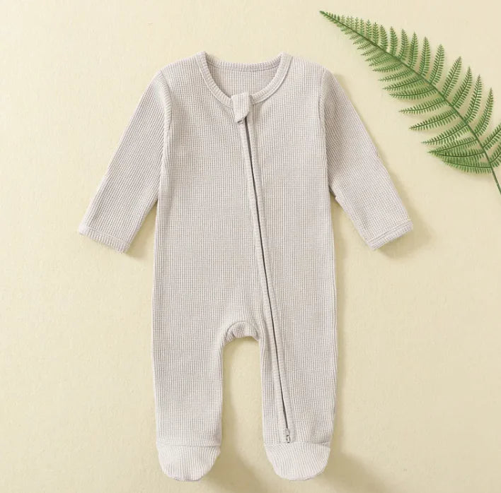 Cozy Zip Baby Jumpsuit Light Gray
