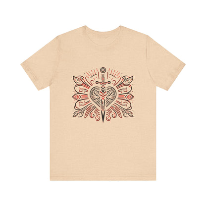 Erzulie Dantor Symbol T-Shirt, Loa Voodoo Tee, Haitian Vodou Shirt, African Religion Top, Ethical Fashion, Durable Clothing Heather Sand Dune