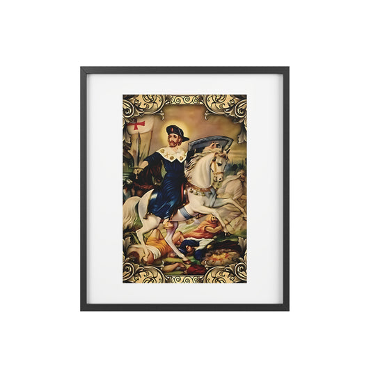 Saint Jacques Majeur Religious Art Poster Spiritual Decor for Home and Gifts 10" x 15" (Vertical) Black Frame Matte
