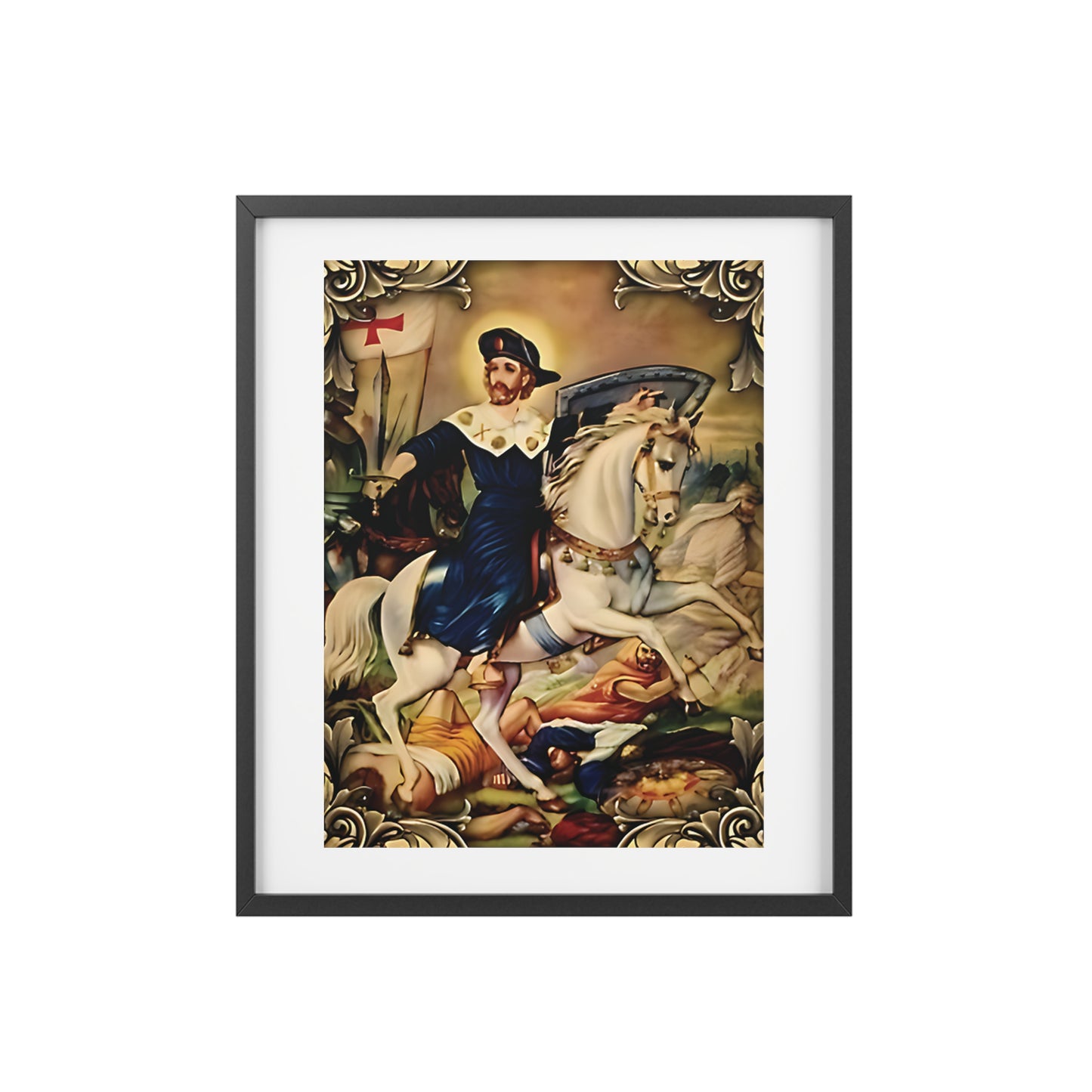 Saint Jacques Majeur Religious Art Poster Spiritual Decor for Home and Gifts 12″ x 16″ (Vertical) Black Frame Matte
