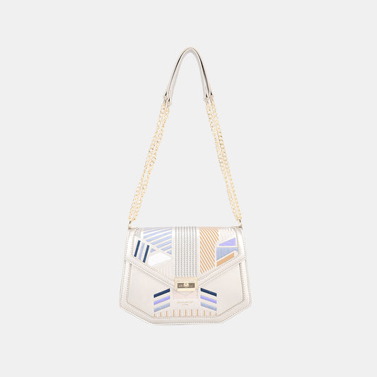 David Jones Geometric Print Crossbody Bag Silver One Size