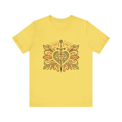 Erzulie Dantor Symbol T-Shirt, Loa Voodoo Tee, Haitian Vodou Shirt, African Religion Top, Ethical Fashion, Durable Clothing Maize Yellow