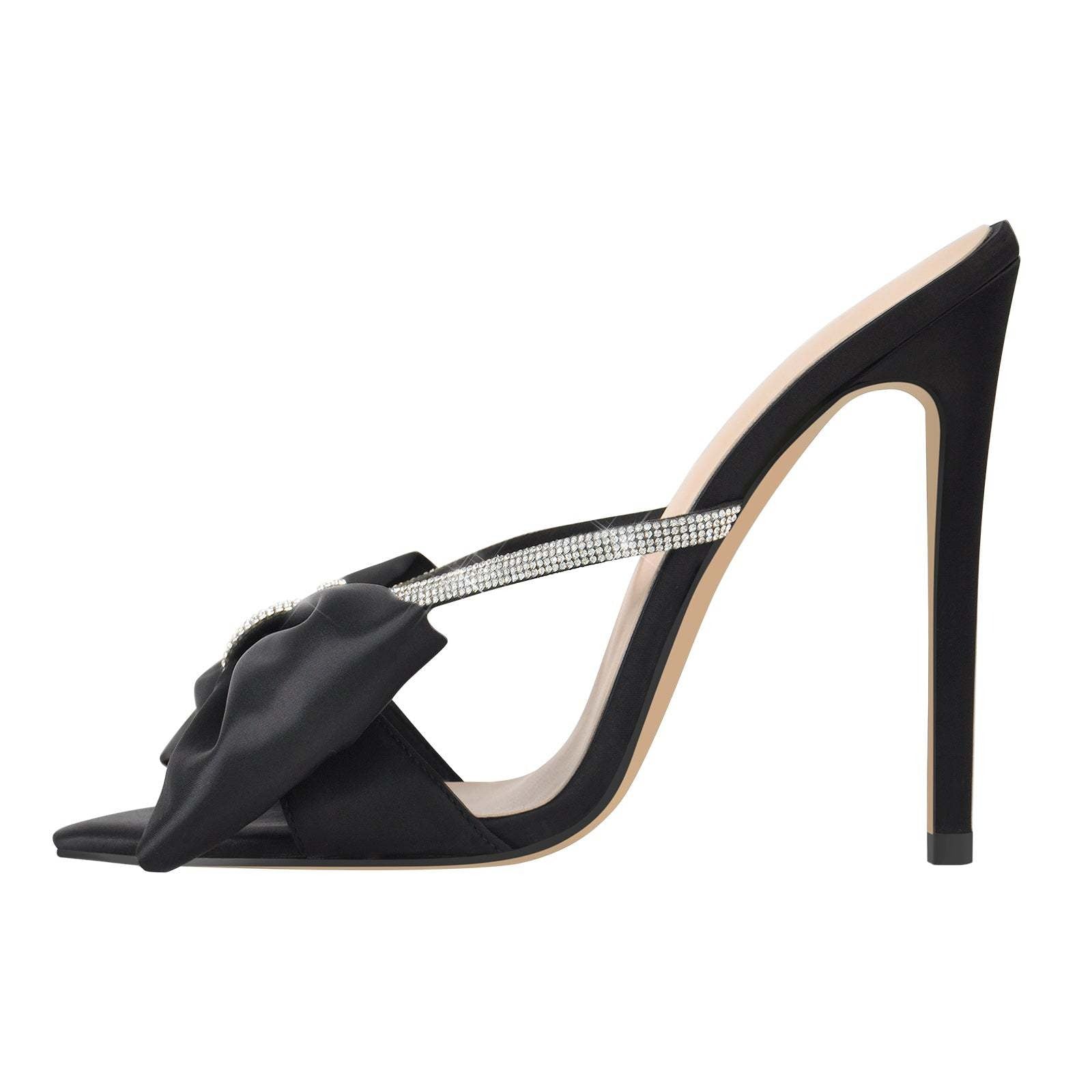 Women's Large Bow Pointed High Heel Sandals – Sexy and Stylish Evening Shoes