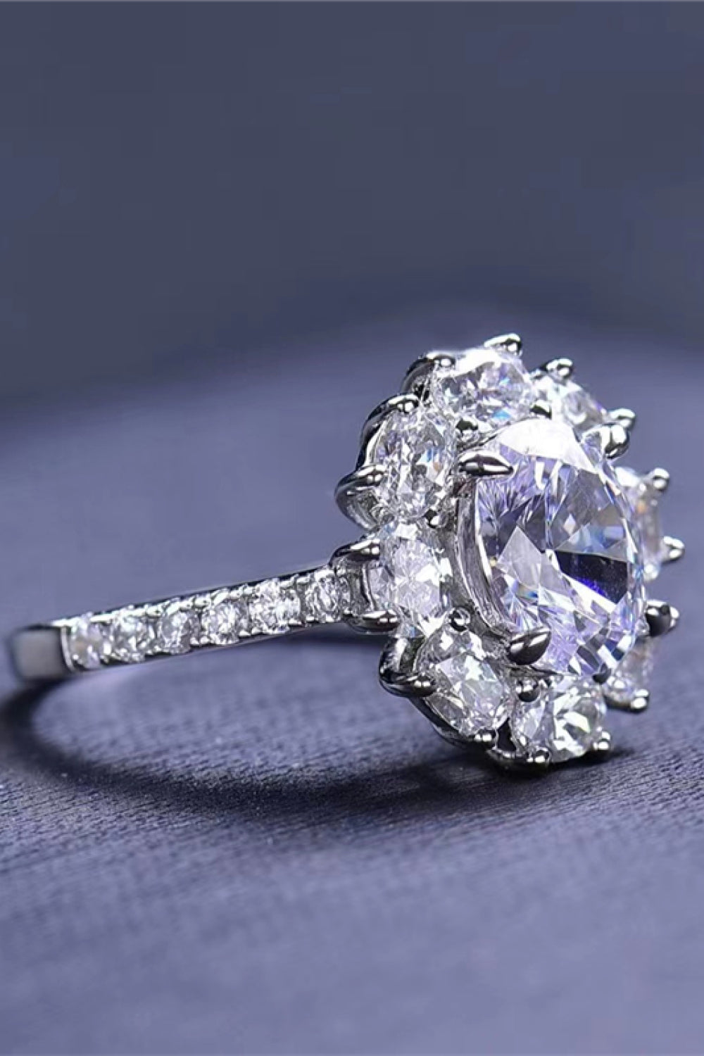 2 Carat Moissanite Floral 925 Sterling Silver Ring