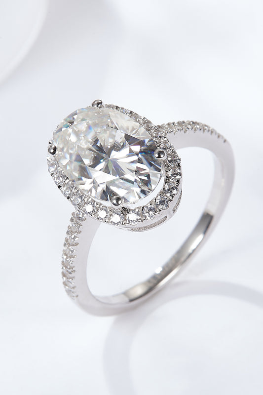 4.5 Carat Moissanite Halo Ring Silver