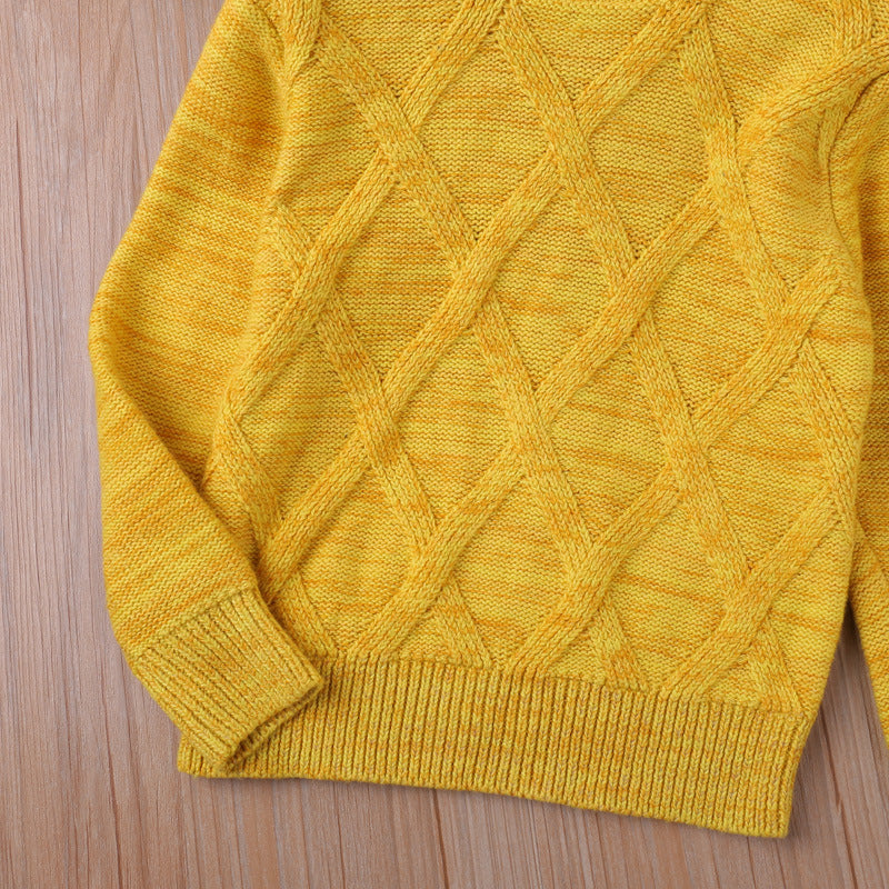 Checked Turtleneck Sweater With Long Sleeves