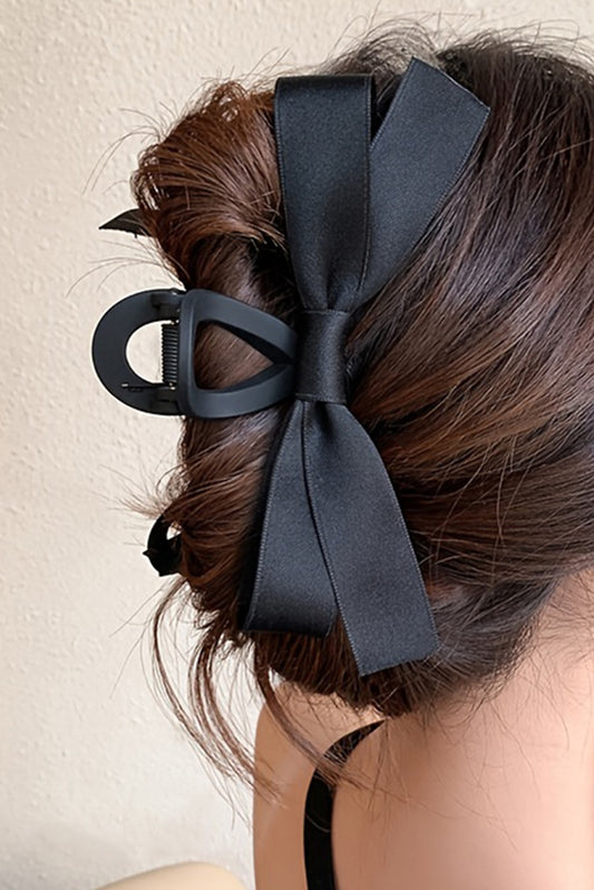Black Bow Decor Large Hair Claw Clip Black ONE SIZE Plastic
