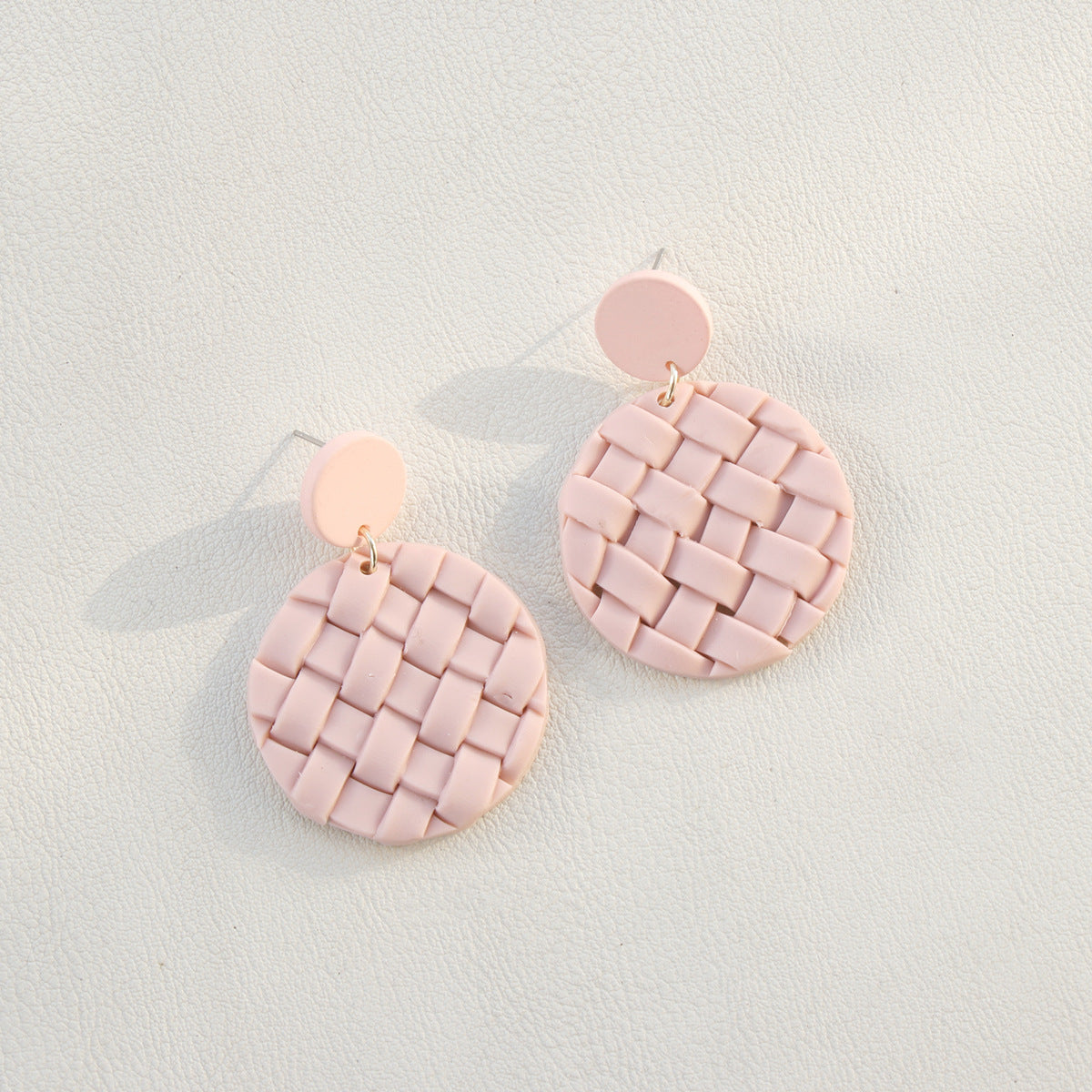 Soft Pottery Round Braided Earrings Blush Pink One Size