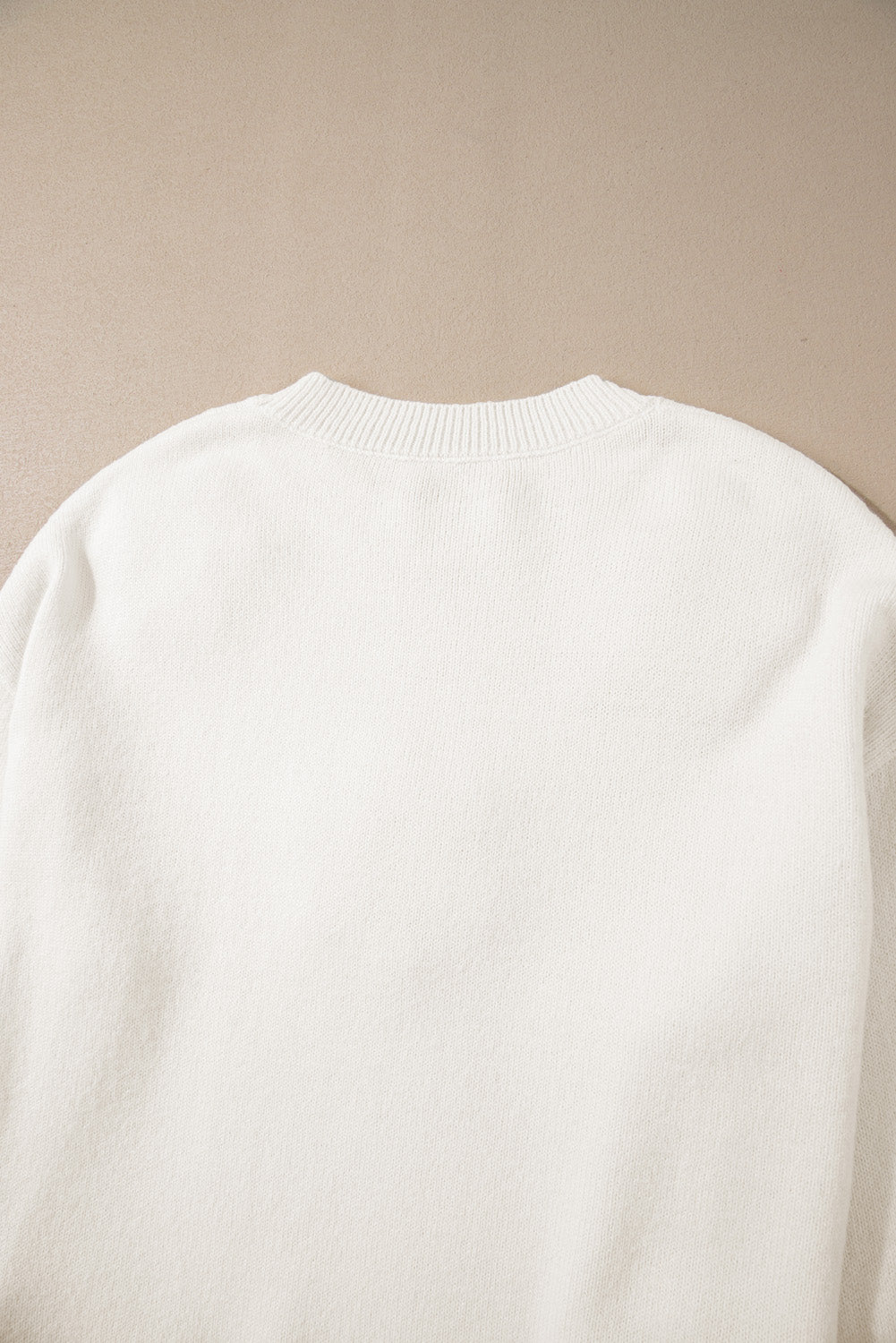 White Plus Size Flower Crochet Drop Shoulder Knit Sweater