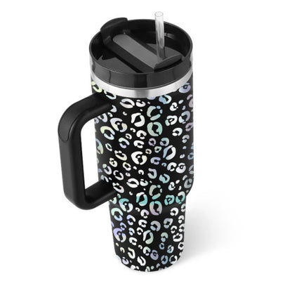 40 Oz Tumbler With Handle Straw Insulated, Stainless Steel Spill Proof Vacuum Coffee Cup Tumbler With Lid Tapered Mug Gifts For Valentine Lover Suitable For Car Gym Office Travel Black2 1200ML