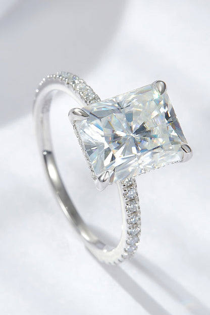 4 Carat Moissanite 4-Prong Side Stone Ring Silver