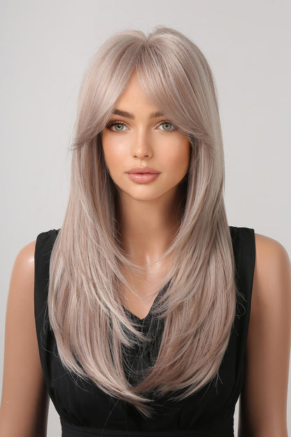 13*1" Full-Machine Wigs Synthetic Long Straight 22" Blonde Light Brown One Size