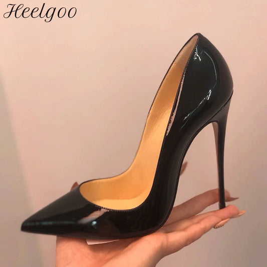 Classic Patent Pointed-Toe Stiletto Pumps for Women – High Heel Slip-On Shoes