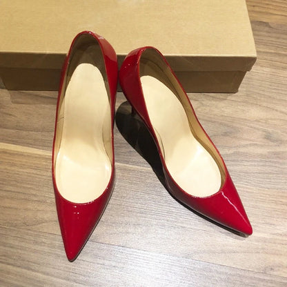 Classic Patent Pointed-Toe Stiletto Pumps for Women – High Heel Slip-On Shoes