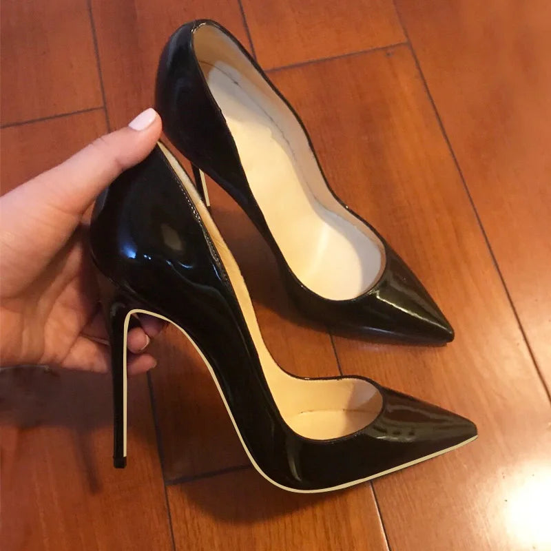 Classic Patent Pointed-Toe Stiletto Pumps for Women – High Heel Slip-On Shoes