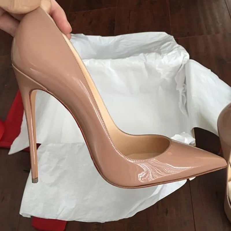 Classic Patent Pointed-Toe Stiletto Pumps for Women – High Heel Slip-On Shoes