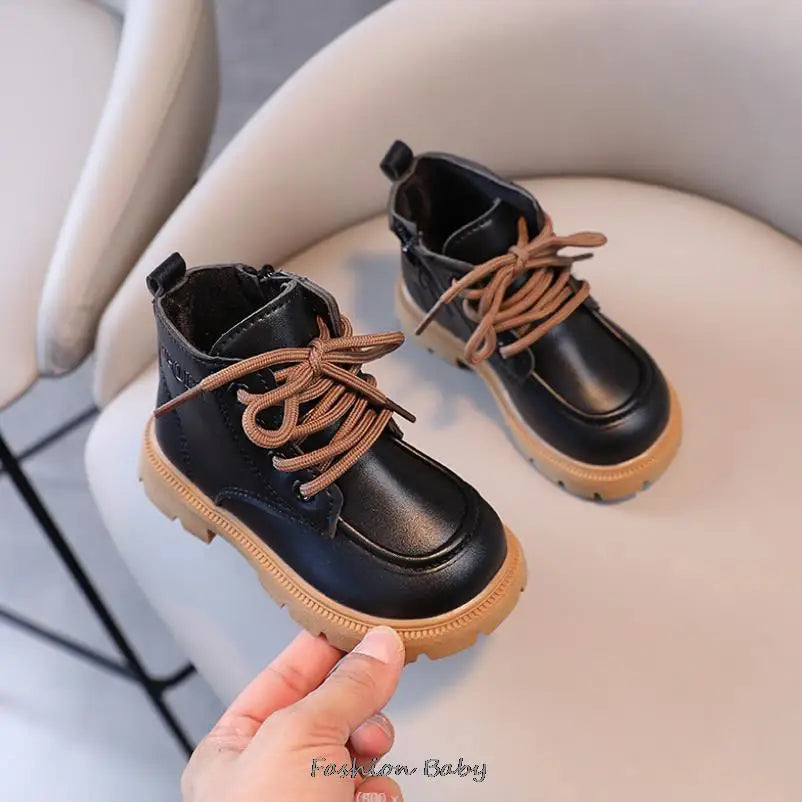 England Style Kids Shoes Boys Girls Boots Autumn Winter Fashion Vintage Shoes Children Short Ankle Boots ботинки детские 21-30 Picture Color 1