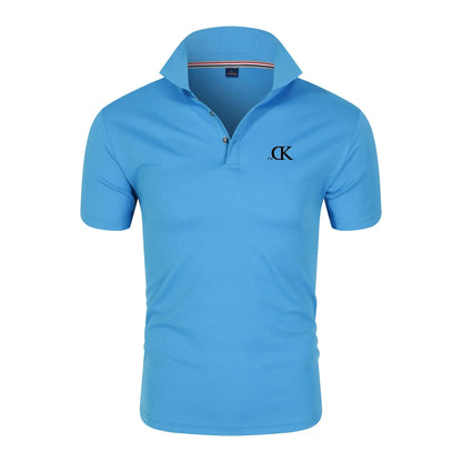 2024 New Summer Men's Short sleeved Polo Shirt, Solid Color Polo Neck T-shirt, Slim Fit Top, Spring Fashion 3