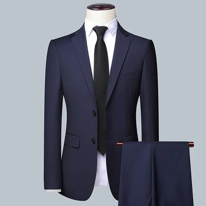 Slim Fit 3-Piece Men's Suit – High-Quality Blazer, Waistcoat & Trousers for Business, Job Interviews, and Elegant Occasions blue-2pc