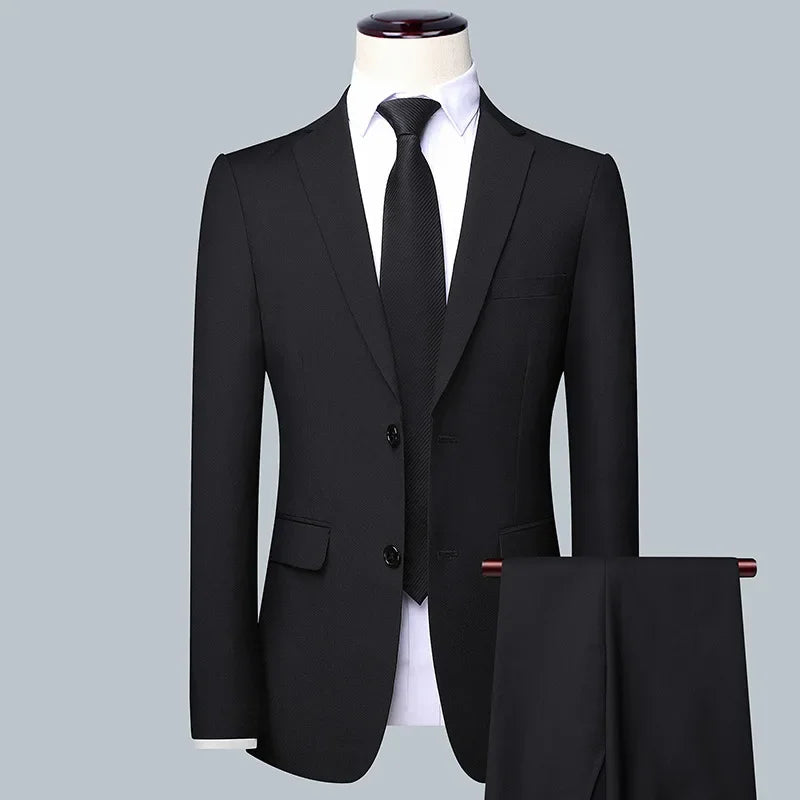 Slim Fit 3-Piece Men's Suit – High-Quality Blazer, Waistcoat & Trousers for Business, Job Interviews, and Elegant Occasions black-2pc