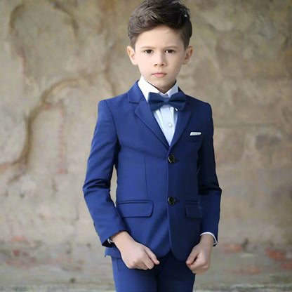 Boys' Formal Suit for Weddings: White Party Blazer, Pants, Baptism Outfit, and Teen Prom Tuxedo Set.