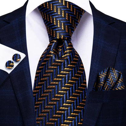 Black Red Striped Silk Wedding Tie for Men with Handkerchief and Cufflinks - Designer Necktie for Fashion, Business, and Parties. 3327