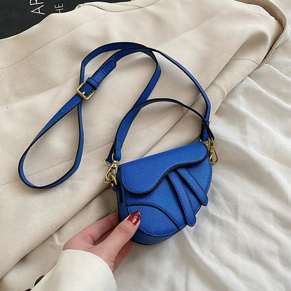 Cute Children Shoulder BagsToddler Baby Girls Princess Handbag Toddler Baby PU Mini Cute Saddle Messenger Bags Coin Purse Blue
