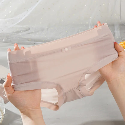 Women Panties Sexy Lingerie Ice Silk Quick Drying Briefs Female Seamless Underwear Solid Color Underpants Cool Panties A 1pc