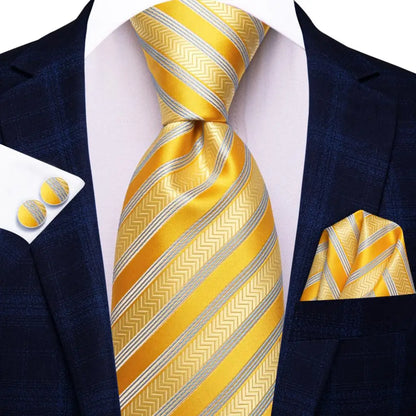Black Red Striped Silk Wedding Tie for Men with Handkerchief and Cufflinks - Designer Necktie for Fashion, Business, and Parties. 3850