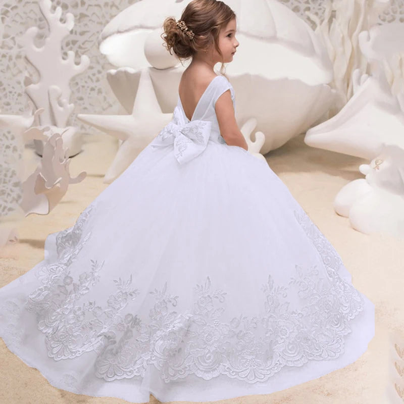 Champagne White Bridesmaid Dress | Elegant Gown for Girls' Weddings and Special Occasions White