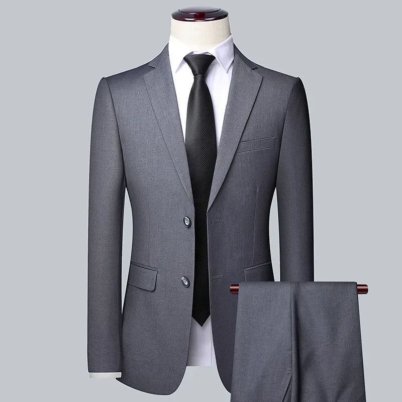 Slim Fit 3-Piece Men's Suit – High-Quality Blazer, Waistcoat & Trousers for Business, Job Interviews, and Elegant Occasions grey-2pc