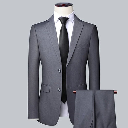 Slim Fit 3-Piece Men's Suit – High-Quality Blazer, Waistcoat & Trousers for Business, Job Interviews, and Elegant Occasions grey-2pc