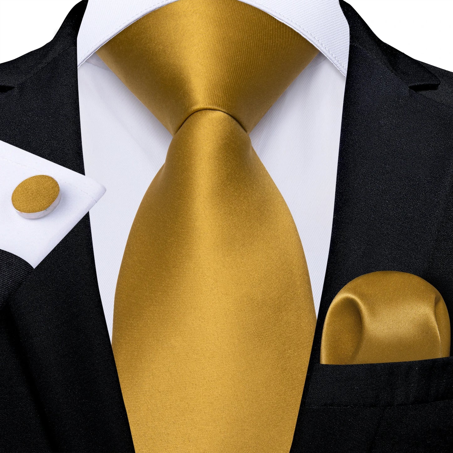 DiBanGu New Olive Green Solid Silk Ties for Men Pocket Square Cufflinks Gift Wedding Party Accessories 8cm Necktie Set Wholesale N-7908
