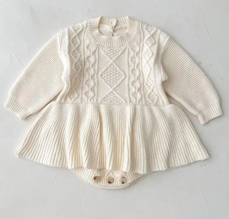 Spring Baby Clothes Girls Romper Autumn Long Sleeve Baby Girl Knit Hollow Out Rompers Baby Jumpsuit Baby Clothes 223H15 Beige