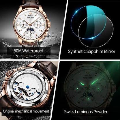 OUPINKE 3189 Men's Automatic Watch Water Resistant with Date Luxury Men's Watch