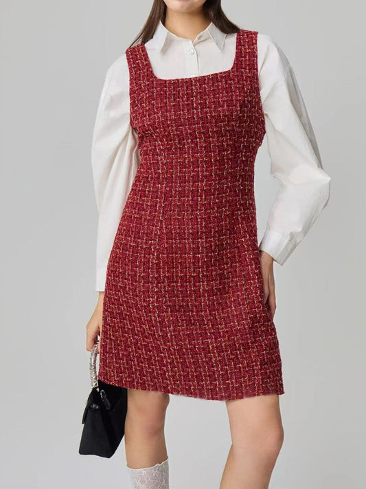 Square Neck Wide Strap Dress Rust