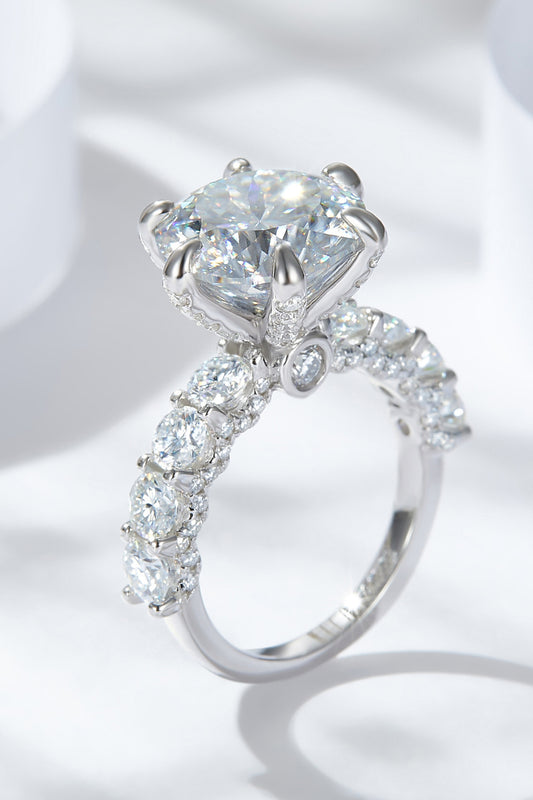 3-Carat Moissanite Platinum-Plated Side Stone Ring Silver