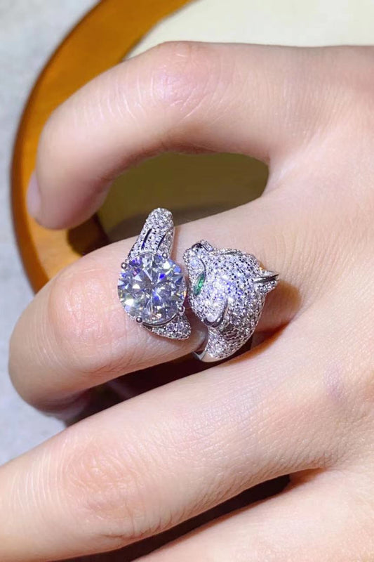 2 Carat Moissanite Adjustable Animal Ring White One Size