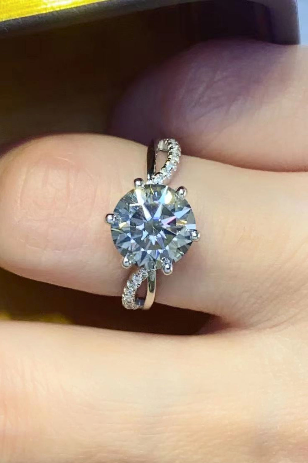 2 Carat Moissanite Ring in Smokey Gray Smokey Gray