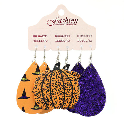 Teardrop Shape Halloween Theme Dangle Earrings Style I One Size