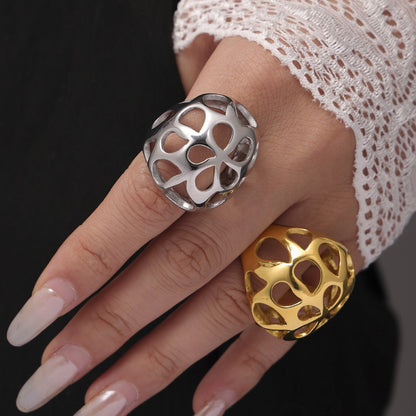 Stainless Steel Cutout Ring Silver