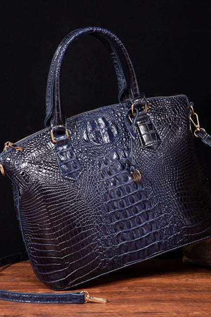 PU Leather Handbag Dark Blue One Size