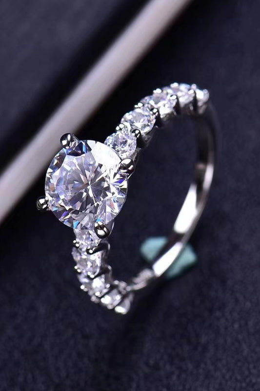 2 Carat 4-Prong Moissanite Ring Silver
