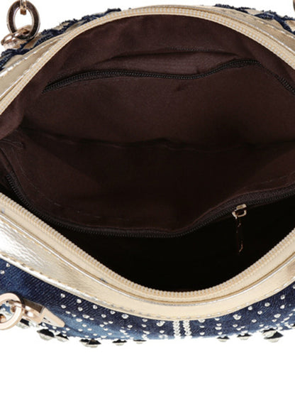 Denim bag canvas hand-held diamond shoulder crossbody bag tote bag