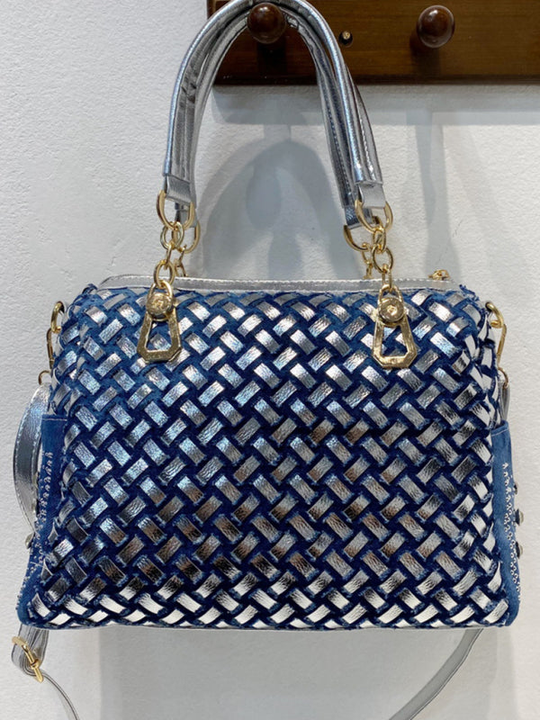 Denim bag canvas hand-held diamond shoulder crossbody bag tote bag