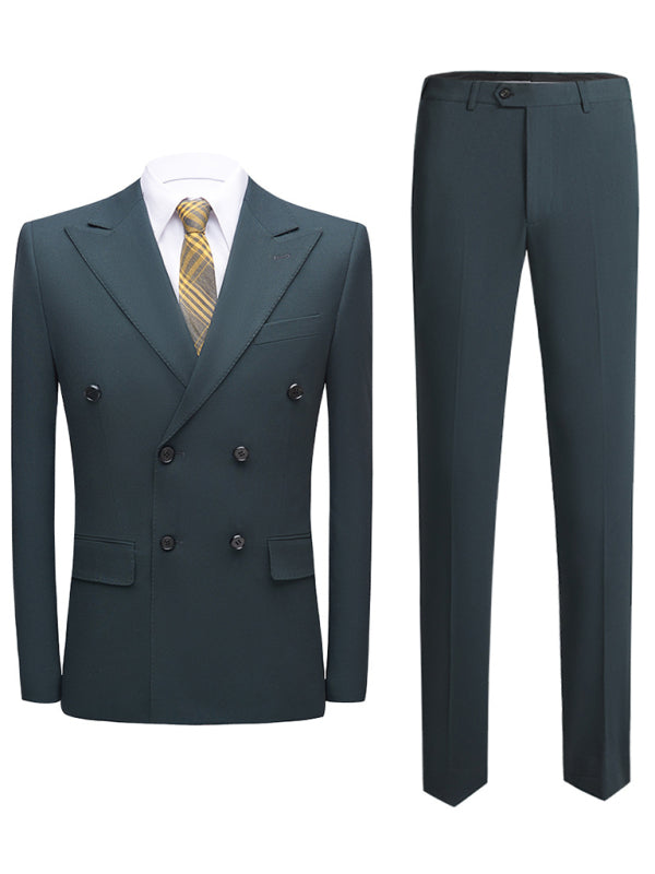 Men’s Slim Fit Business Two-Piece Suit – Elegant Blazer & Trousers Set for Formal and Professional Occasions Green black jasper